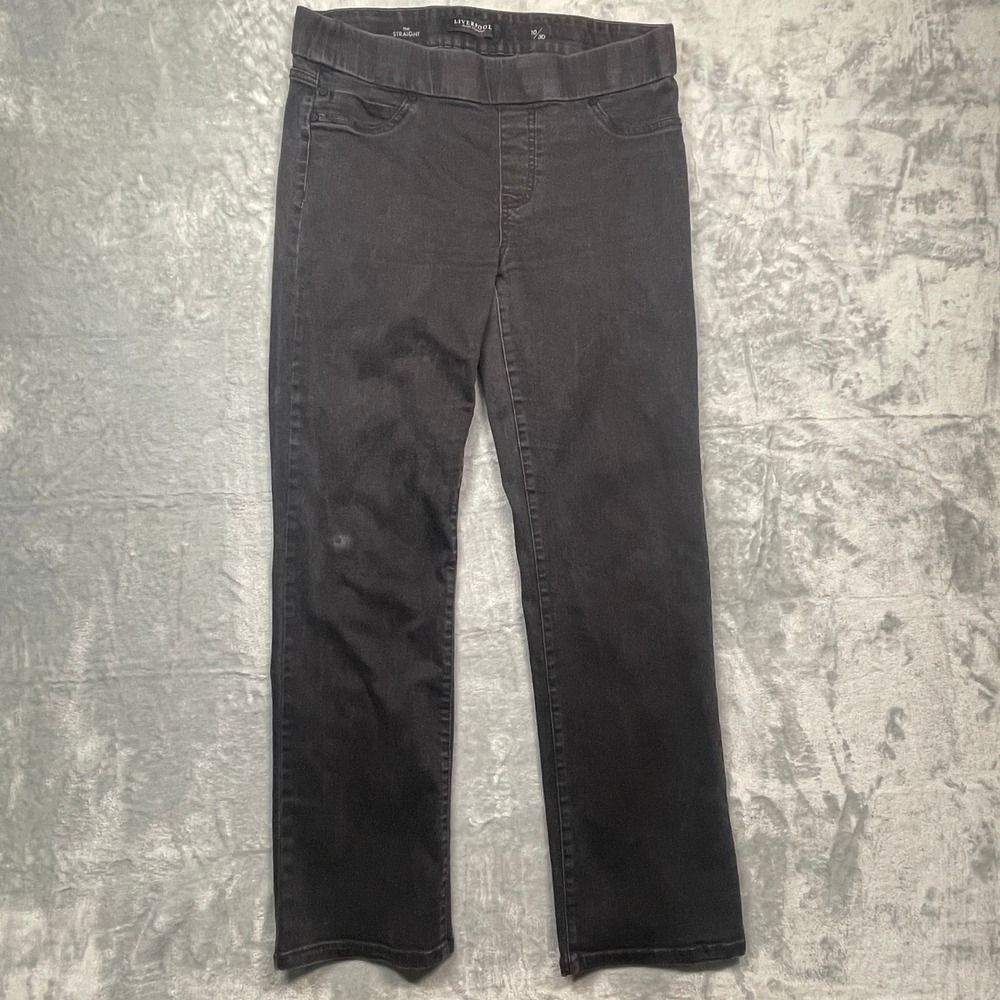 Liverpool The Straight Jeans Womens 10 Black Pull On Stretch Denim
